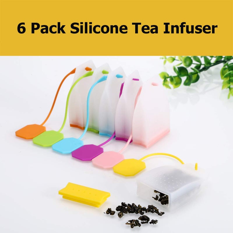 Ecurfu 6 Pack Silicone Tea Infuser, Reusable Tea Bags Tea Strainer Filter Tea Steeper Tea Diffuser Tea Holder for Loose Leaf Tea with Spoon - Image 2